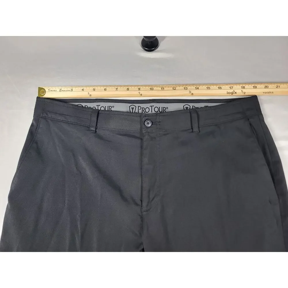 Golf Pro tourflat front 4 way stretch black pants Size 38x29 athleisure preppy
